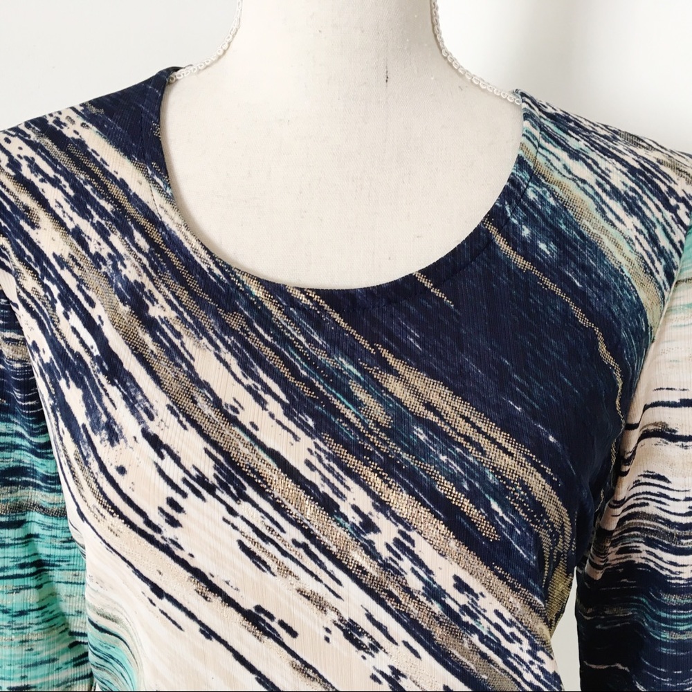 Jm Collection Multi Color Tunic Top Size Medium - image 3